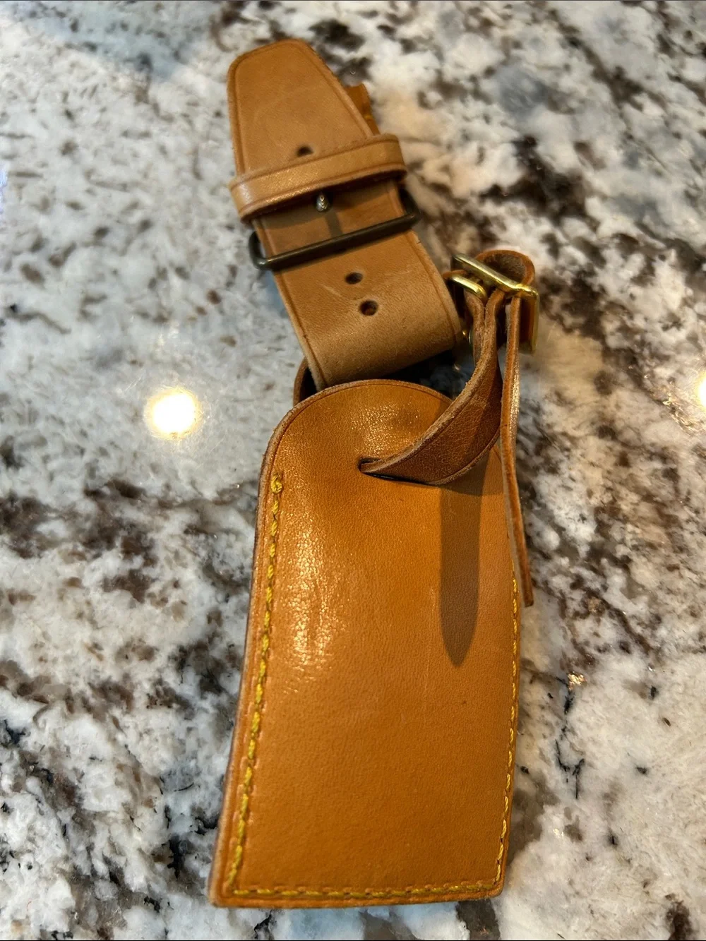 Louis Vuitton Brown Leather Luggage Tag and Strap